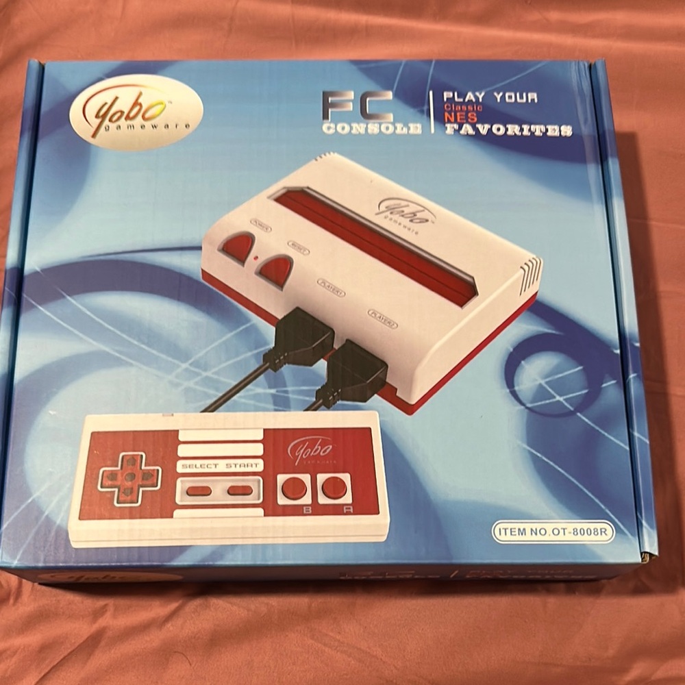 Retro Red and White Gaming Console with Classic Design